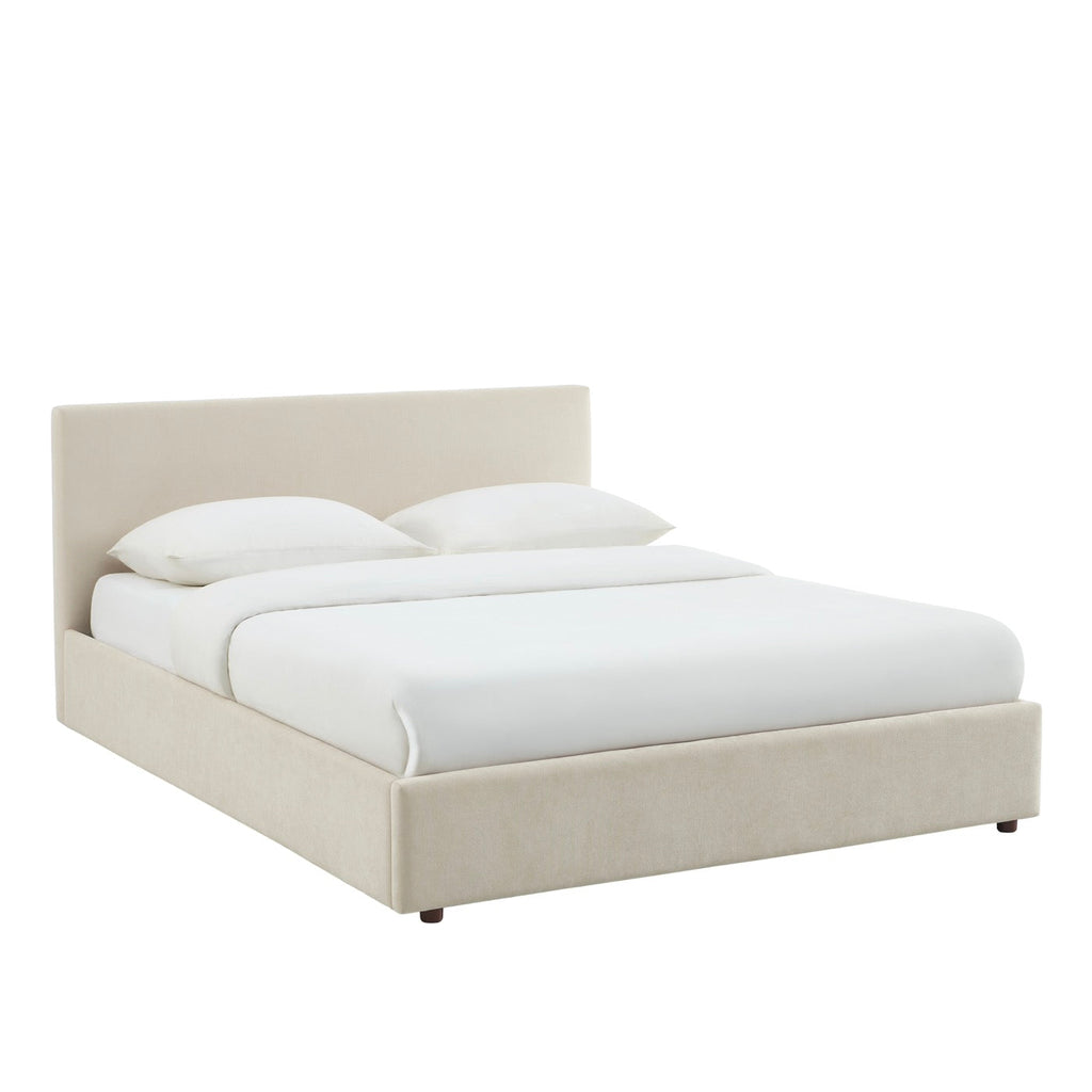 Vania - Lit Coffre - Tissu Beige