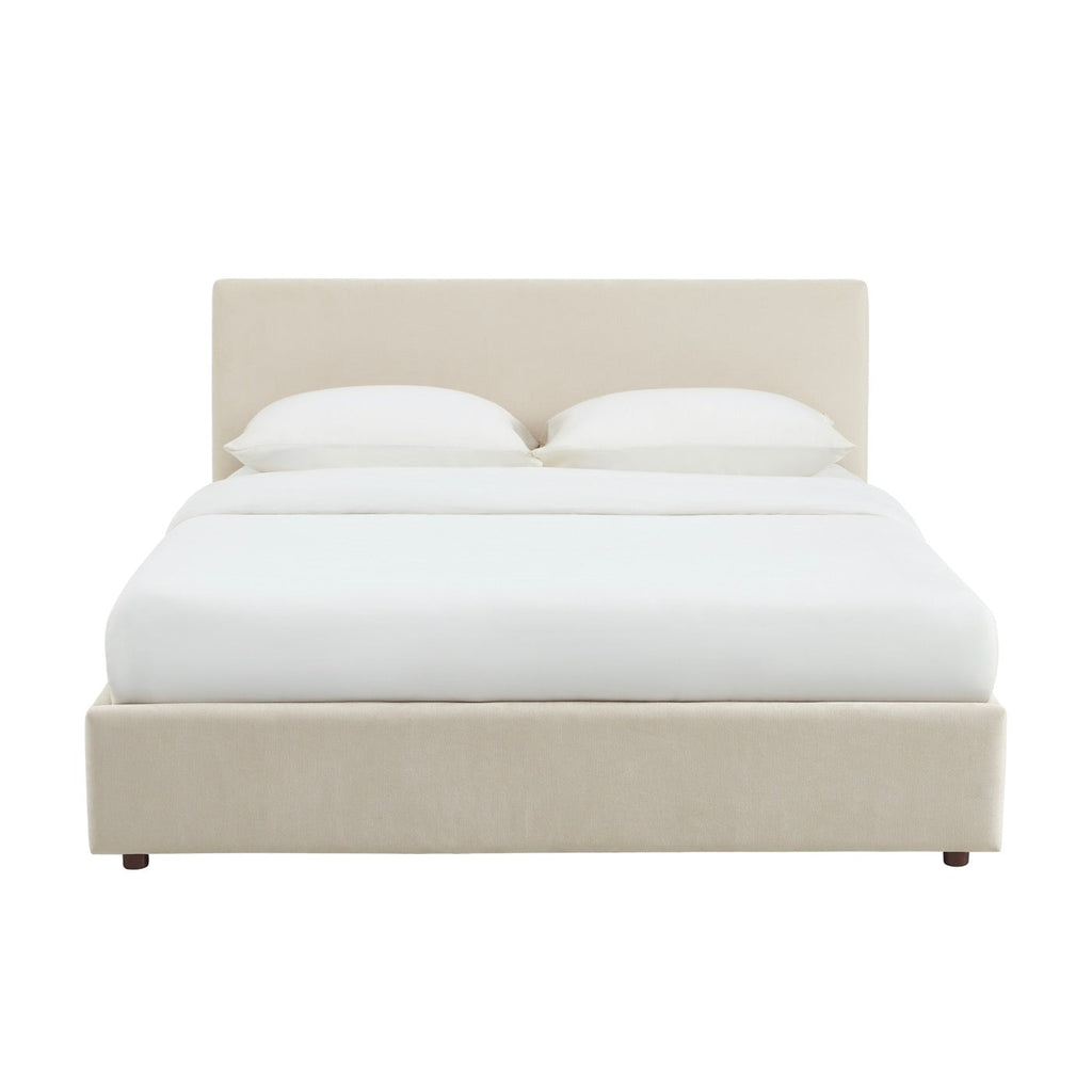 Vania - Lit Coffre - Tissu Beige