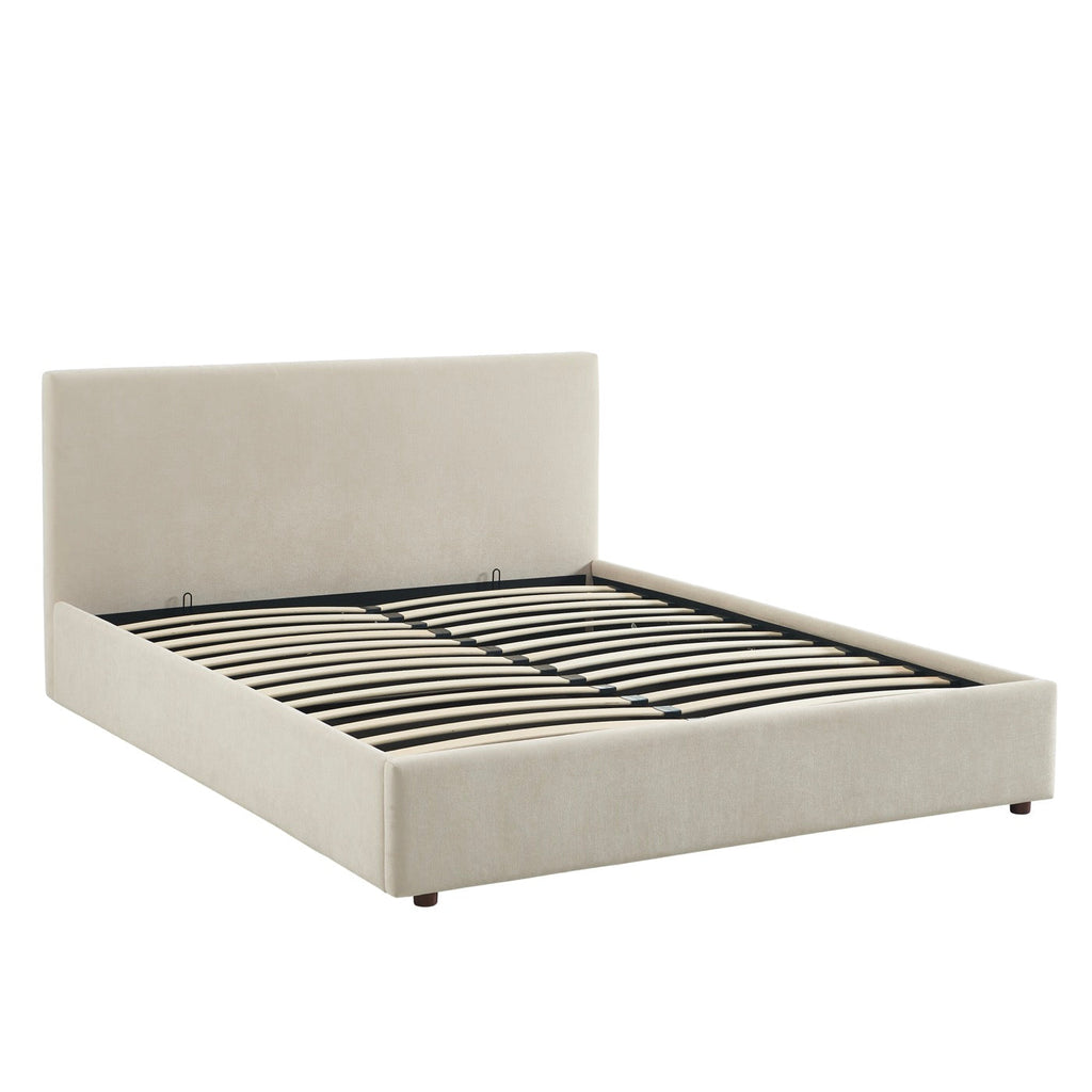 Vania - Lit Coffre - Tissu Beige