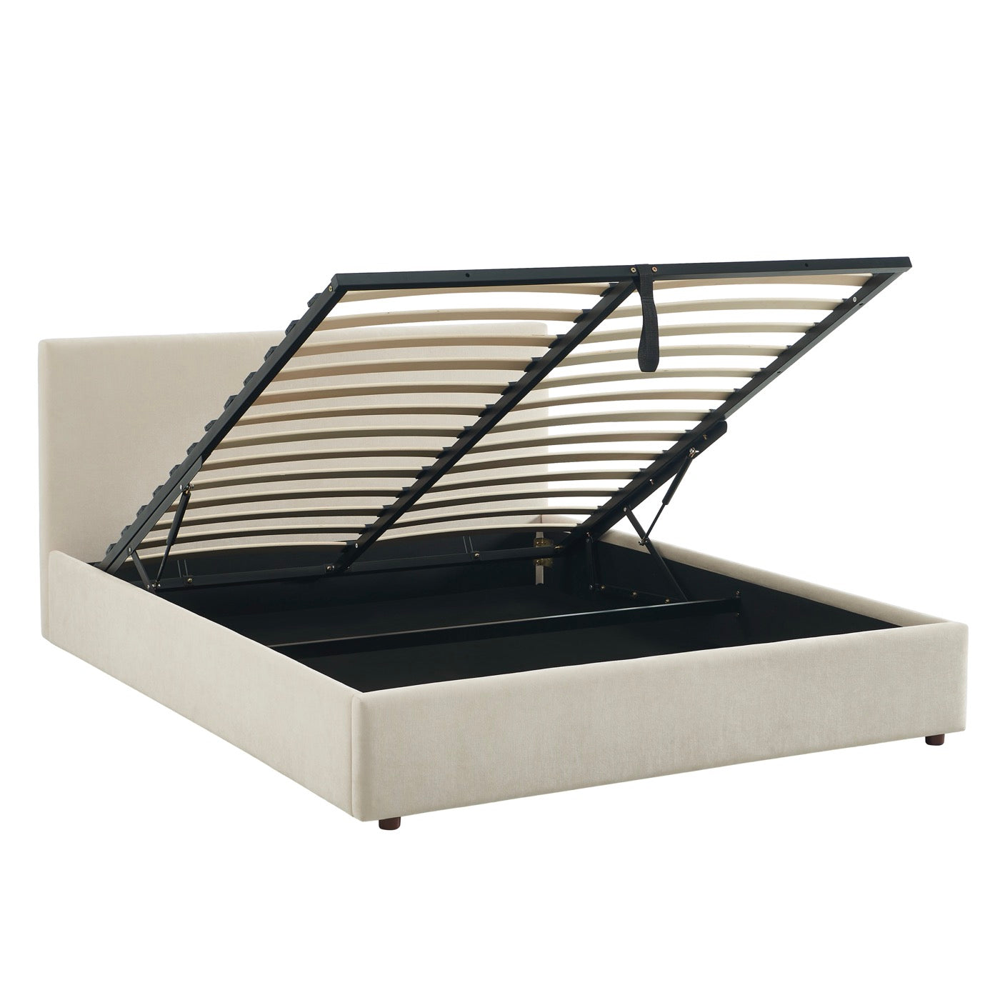 Vania - Lit Coffre - Tissu Beige