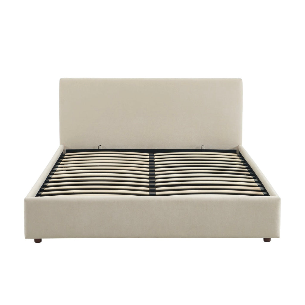 Vania - Lit Coffre - Tissu Beige