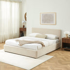 Vania - Lit Coffre - Tissu Beige