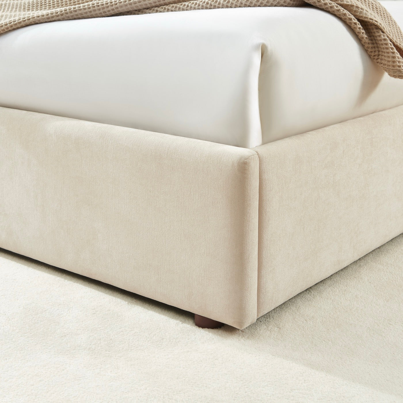 Vania - Lit Coffre - Tissu Beige