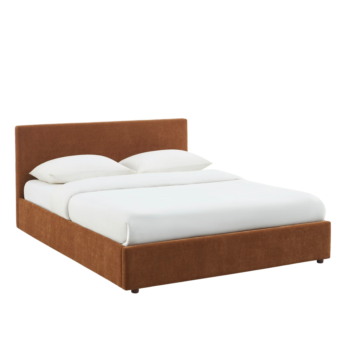Vania - Lit Coffre - Tissu Marron