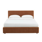 Vania - Lit Coffre - Tissu Marron