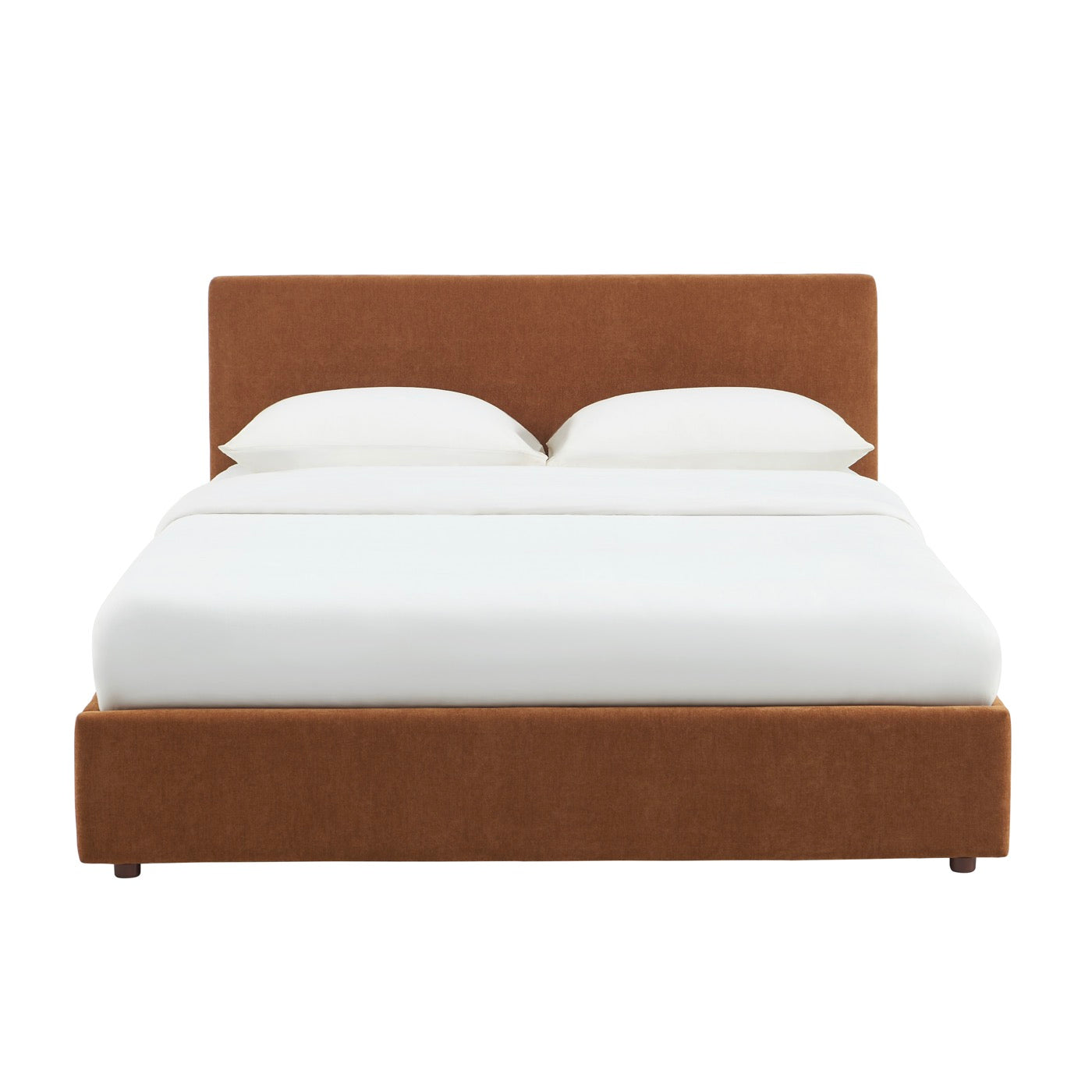 Vania - Lit Coffre - Tissu Marron