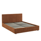 Vania - Lit Coffre - Tissu Marron