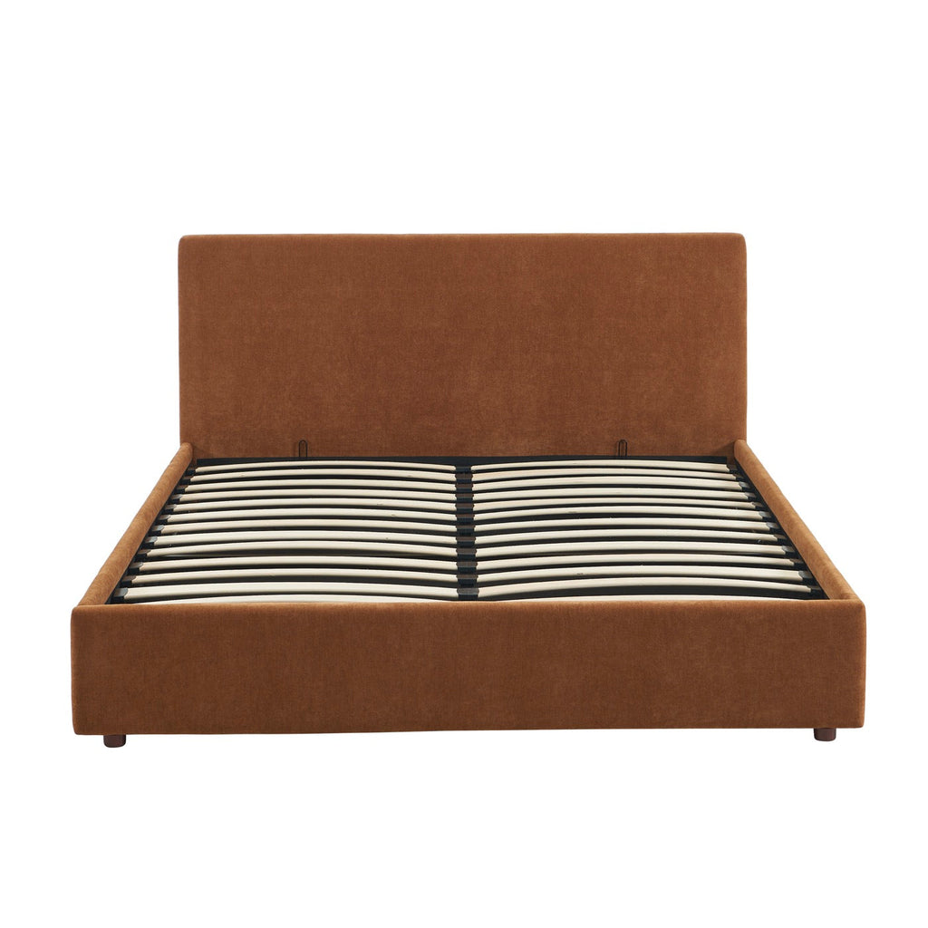 Vania - Lit Coffre - Tissu Marron