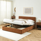 Vania - Lit Coffre - Tissu Marron