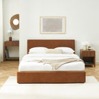 Vania - Lit Coffre - Tissu Marron