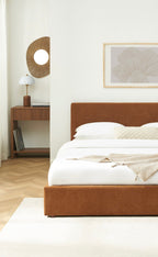 Vania - Lit Coffre - Tissu Marron