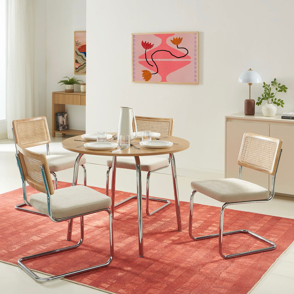 Vassi - Table À Manger Ronde - Effet Chêne