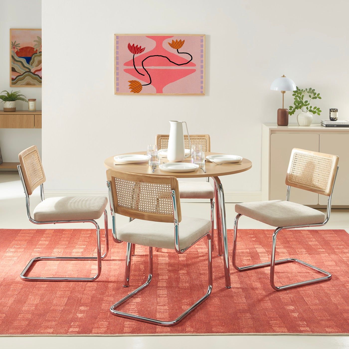 Vassi - Table À Manger Ronde - Effet Chêne