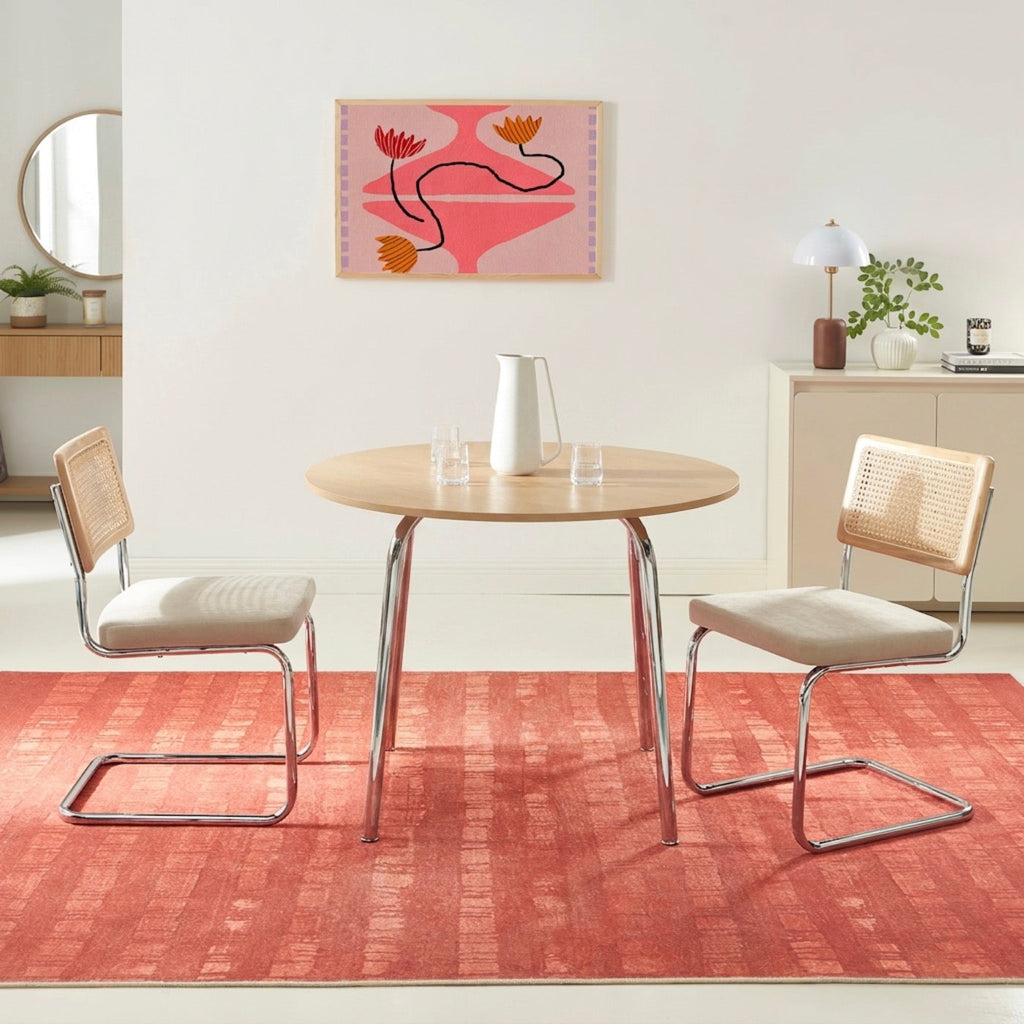 Vassi - Table À Manger Ronde - Effet Chêne