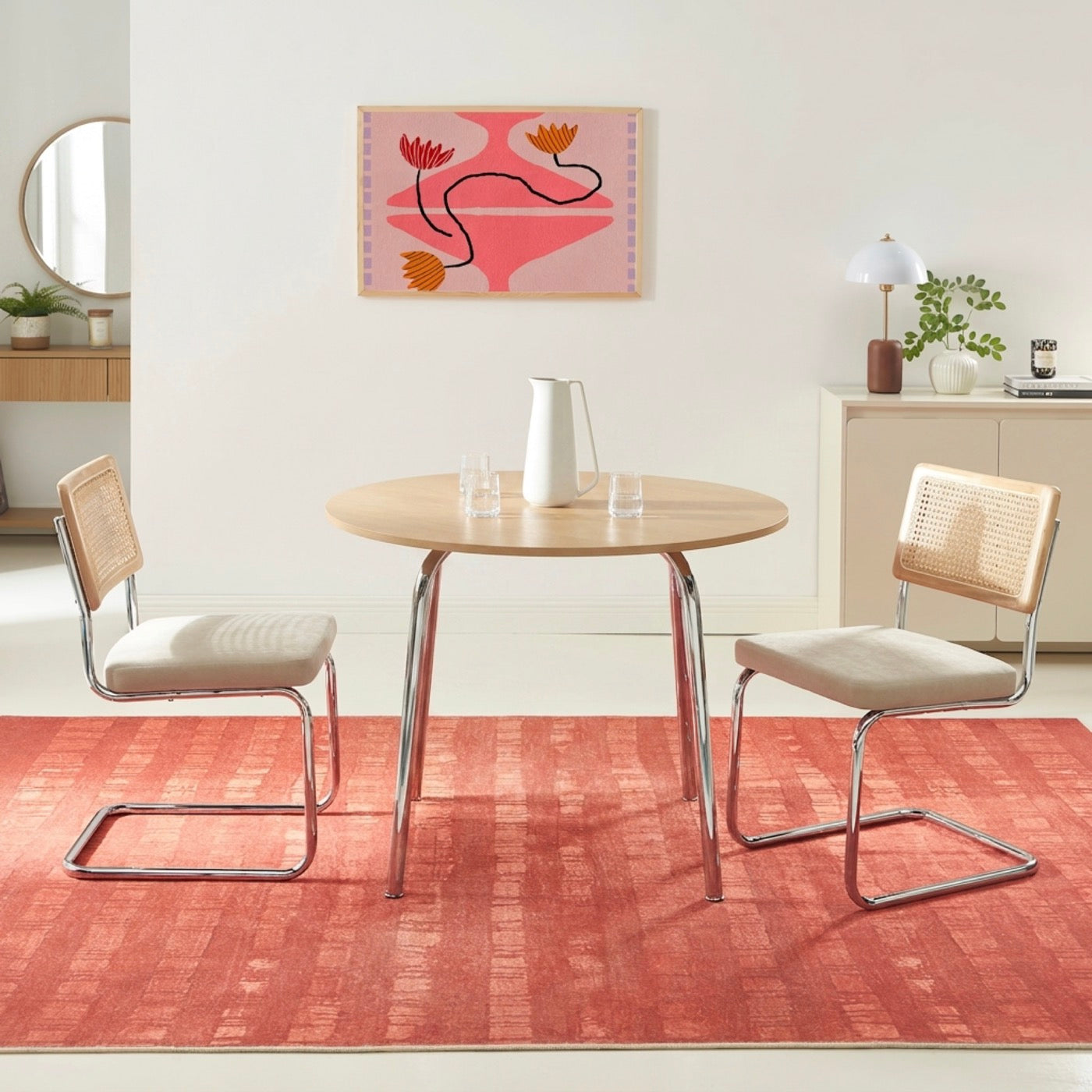 Vassi - Table À Manger Ronde - Effet Chêne