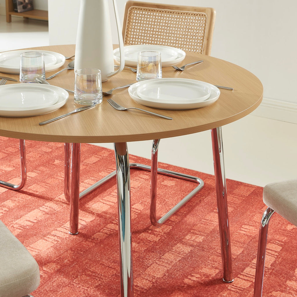 Vassi - Table À Manger Ronde - Effet Chêne