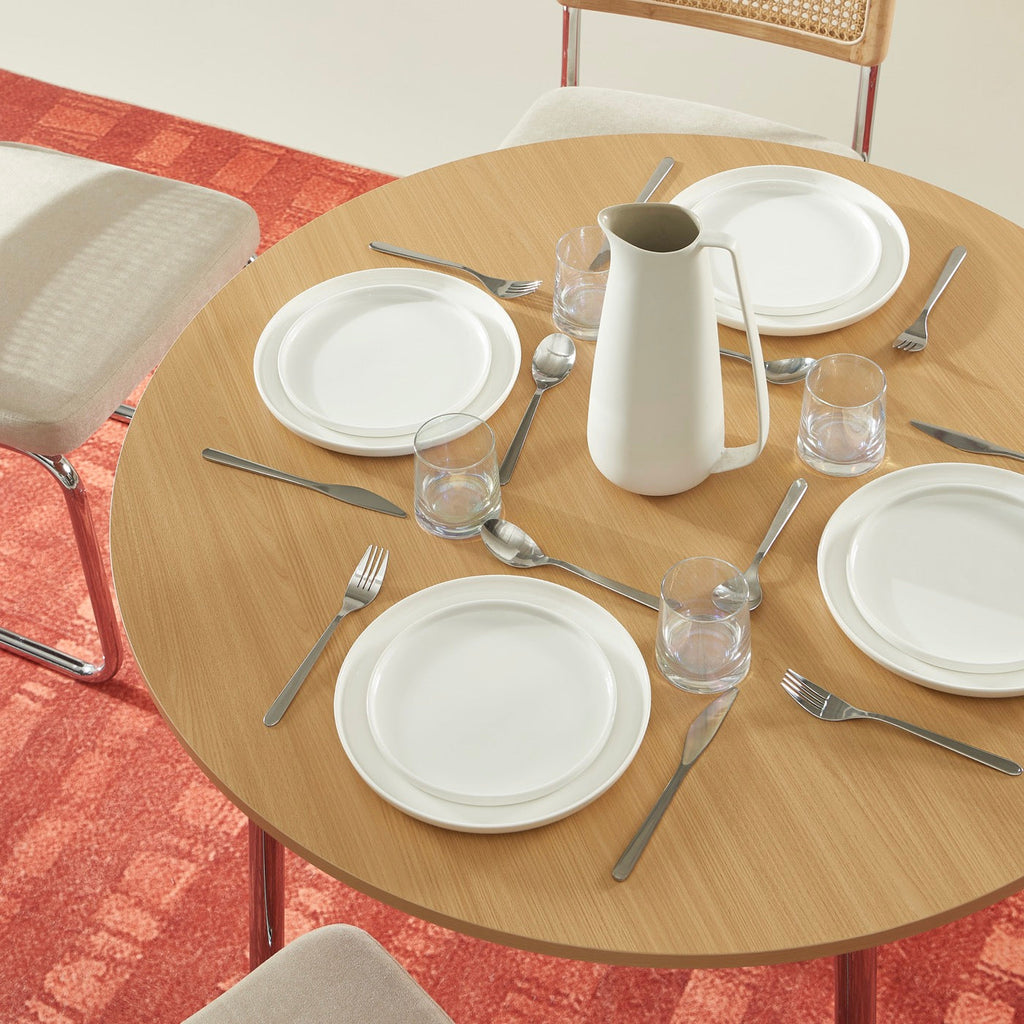 Vassi - Table À Manger Ronde - Effet Chêne