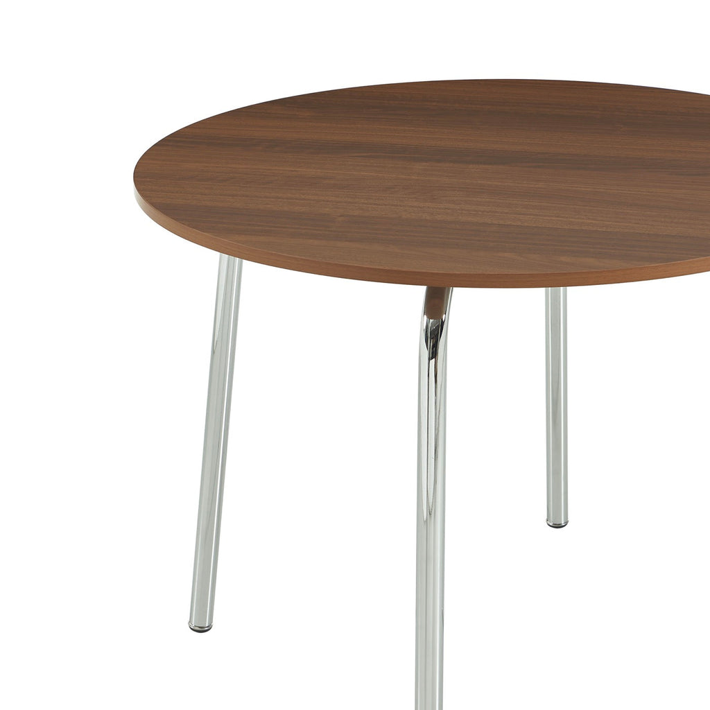 Vassi - Table À Manger Ronde - Effet Noyer