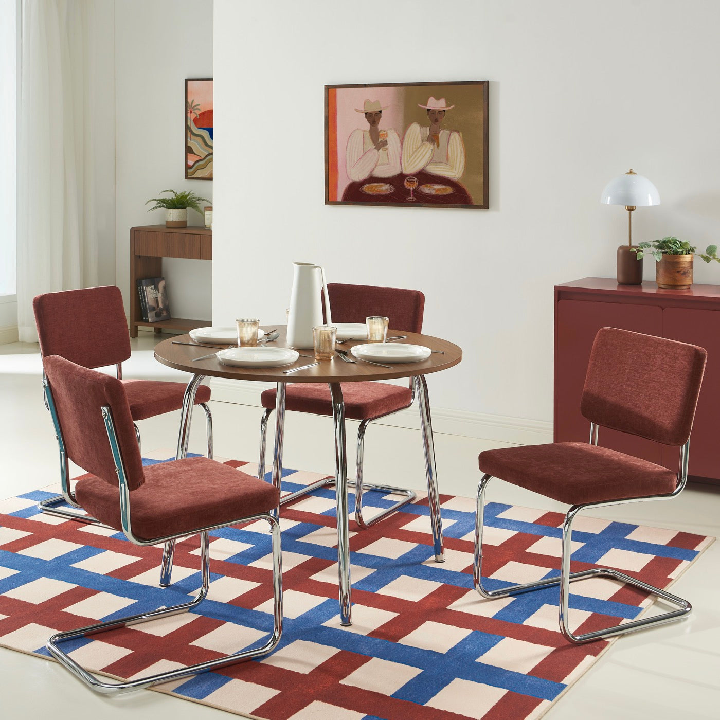 Vassi - Table À Manger Ronde - Effet Noyer