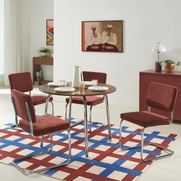 Vassi - Table À Manger Ronde - Effet Noyer