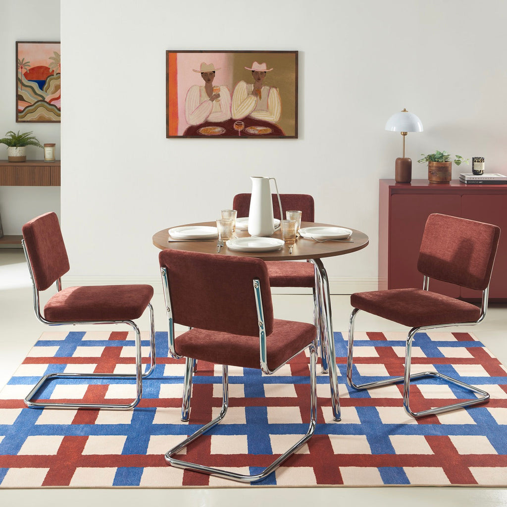 Vassi - Table À Manger Ronde - Effet Noyer