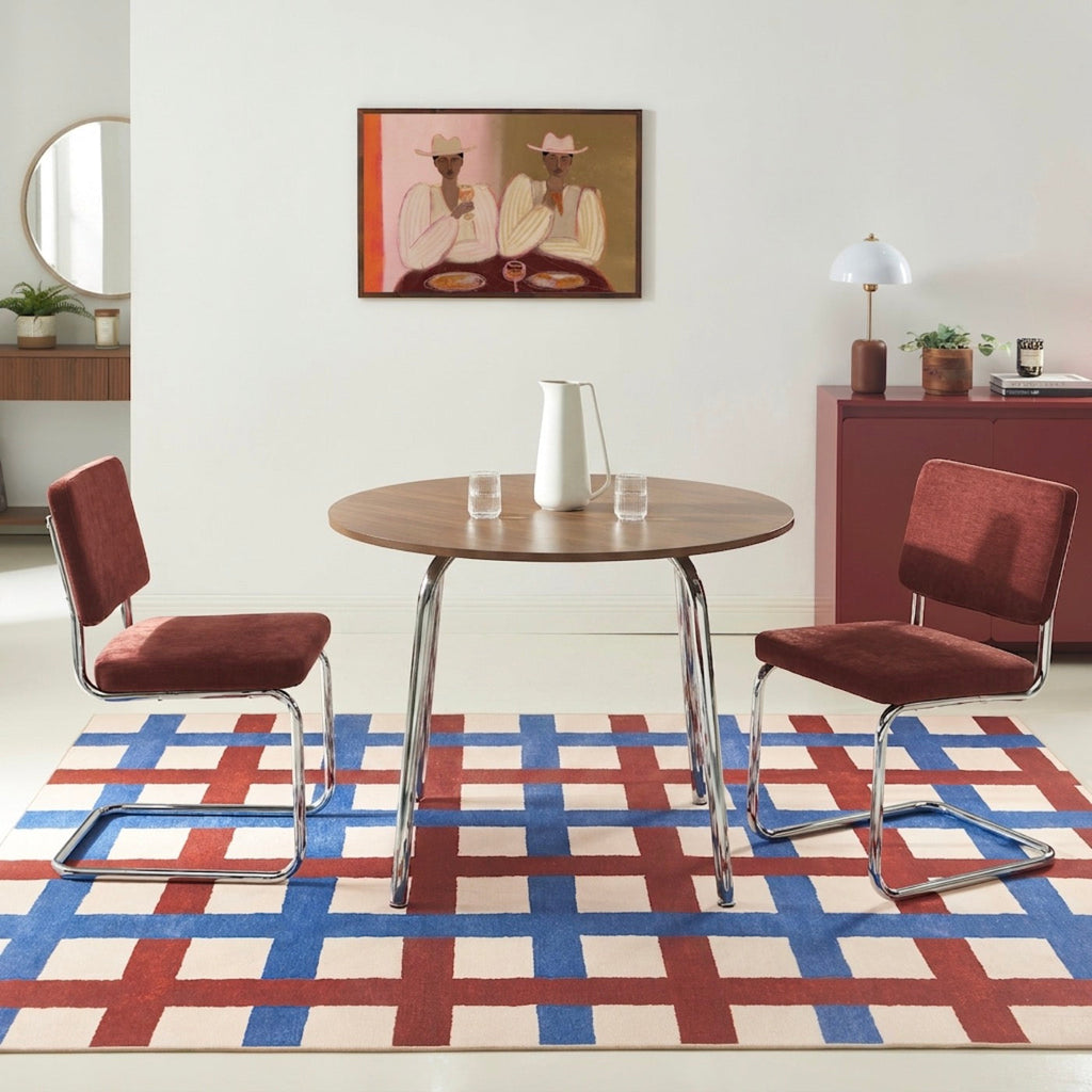 Vassi - Table À Manger Ronde - Effet Noyer