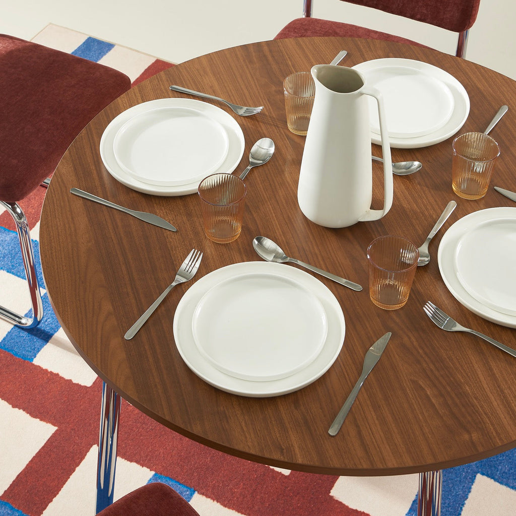 Vassi - Table À Manger Ronde - Effet Noyer