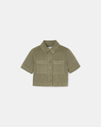 Chemise droite en jean kaki_4