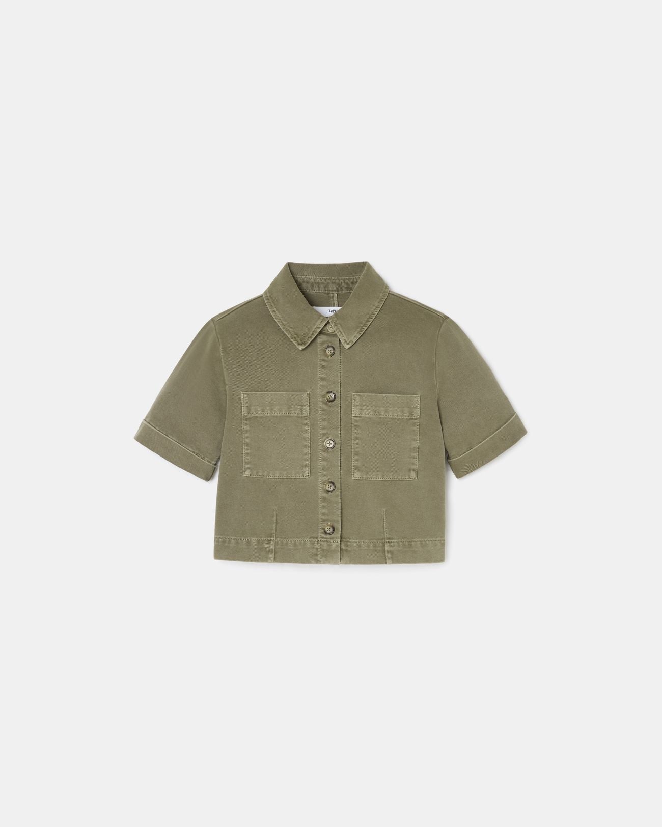 Chemise droite en jean kaki_4