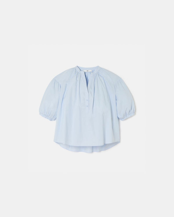 Blouse fluide en coton bleue ciel_1