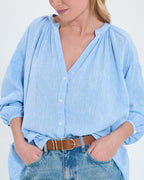 Chemise fluide en coton bleue ciel_2