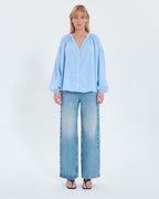 Chemise fluide en coton bleue ciel_4