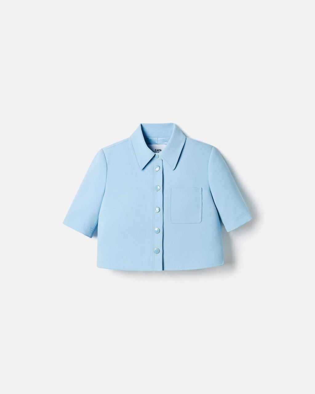 Chemise courte en crêpe bleu ciel_5