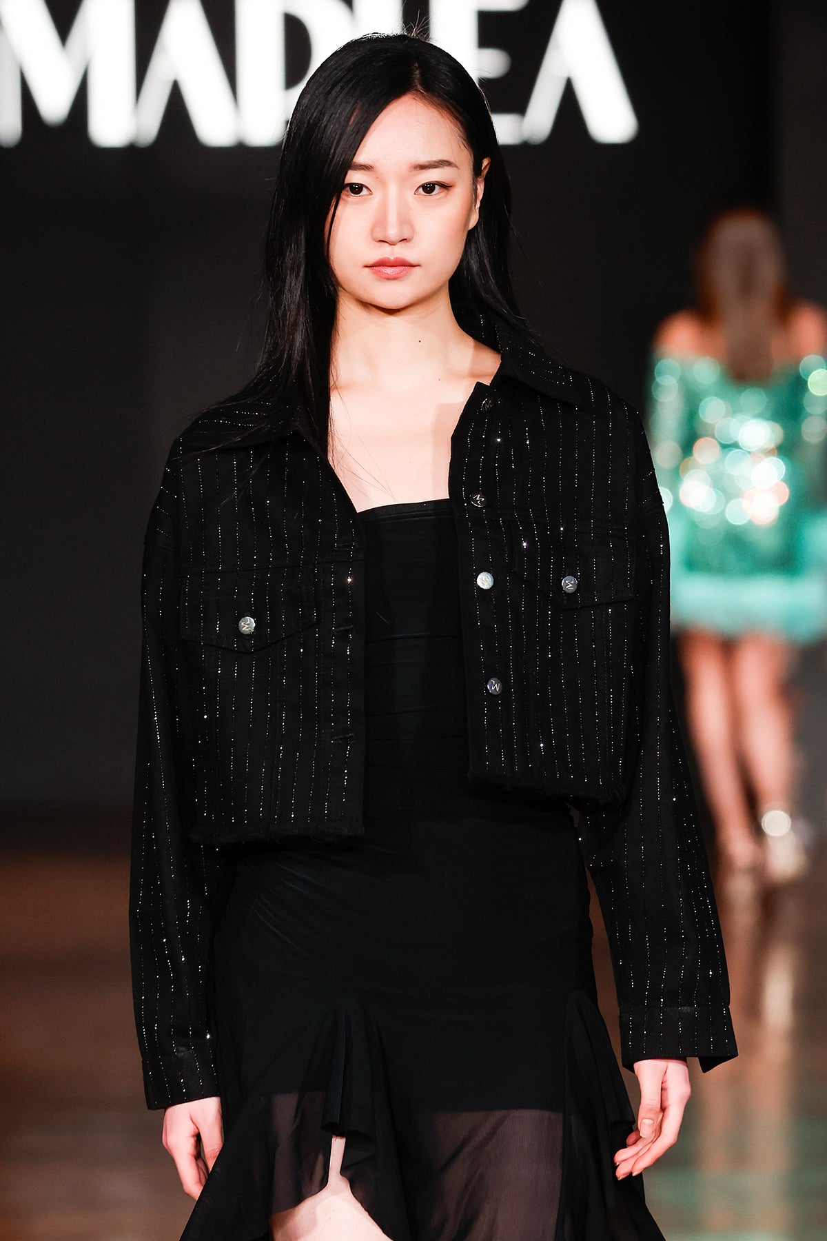 Veste Jeans - Strass Noir