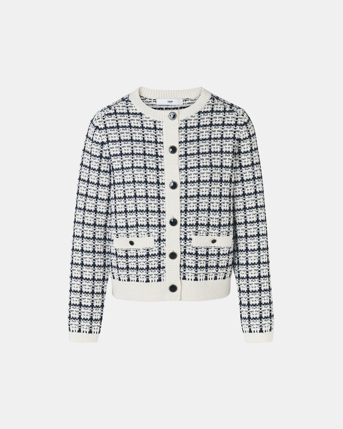 Gilet façon tweed bicolore nocturne écru_5