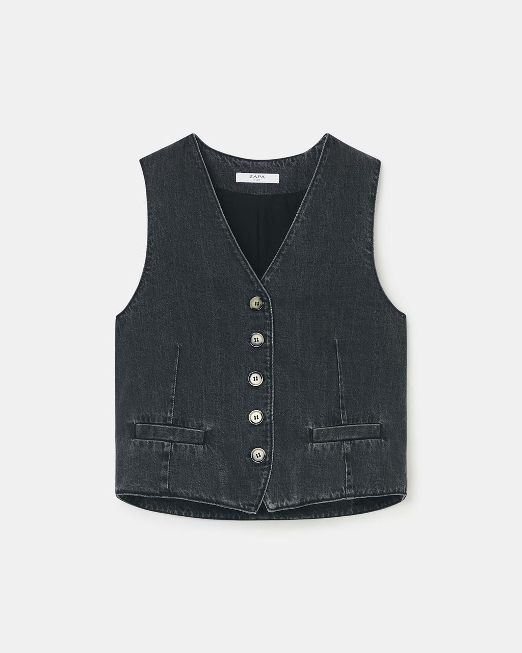 Gilet sans manches en jean noir_5