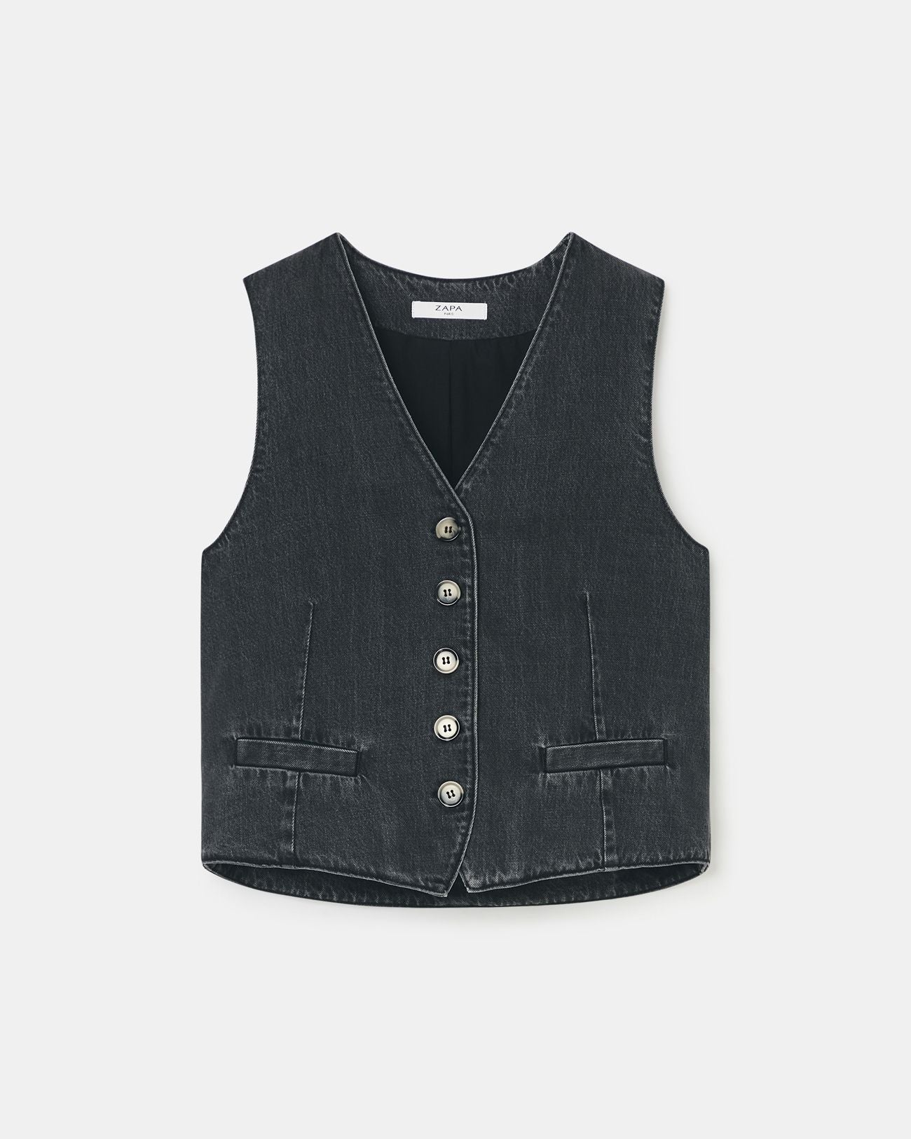 Gilet sans manches en jean noir_5