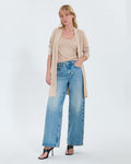 Gilet long ajouré champagne pailleté_1
