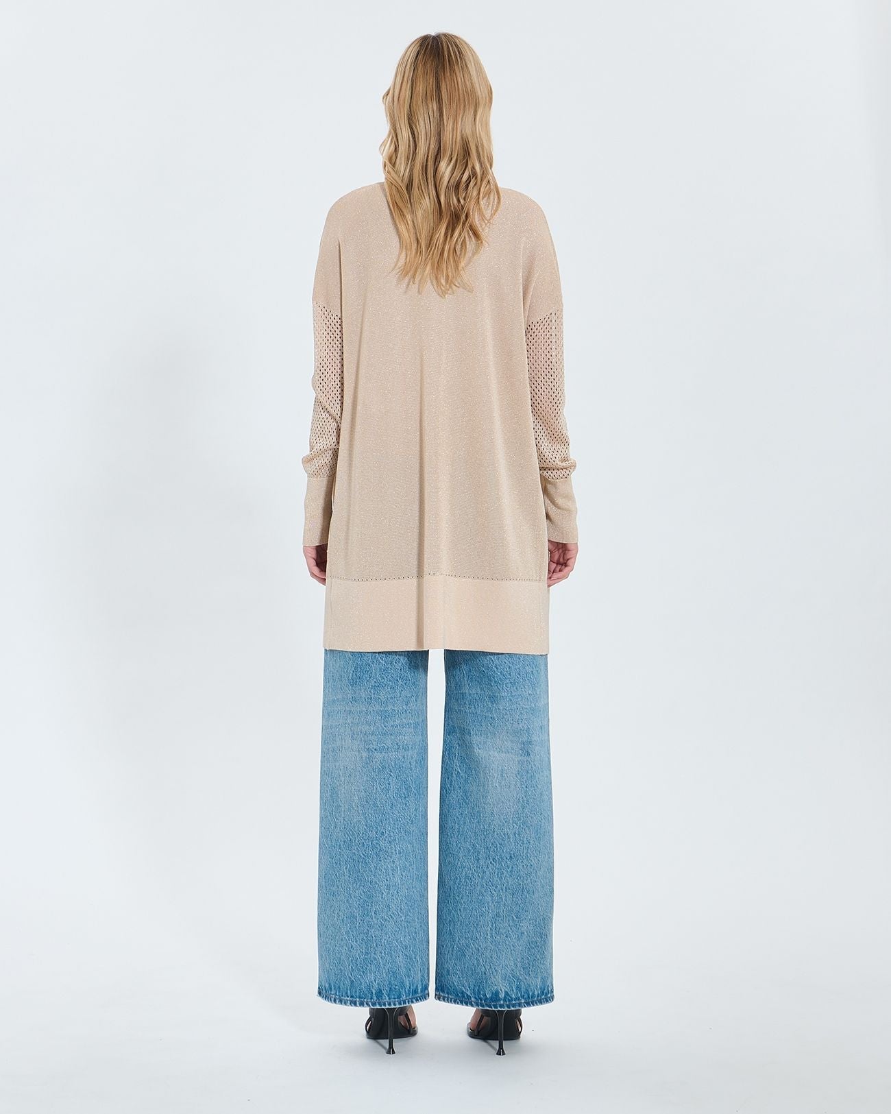 Gilet long ajouré champagne pailleté_3