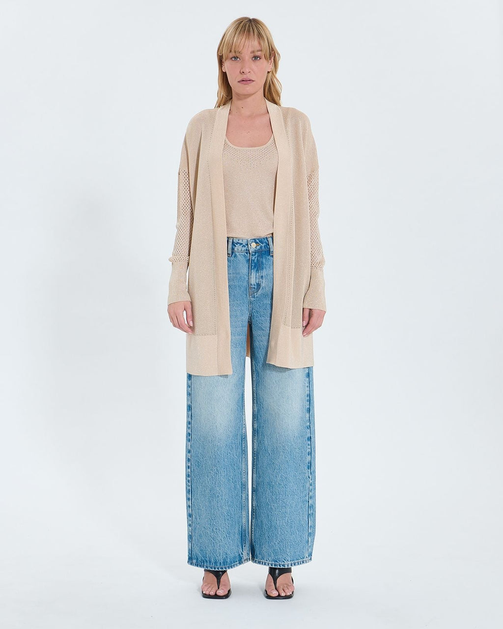 Gilet long ajouré champagne pailleté_4