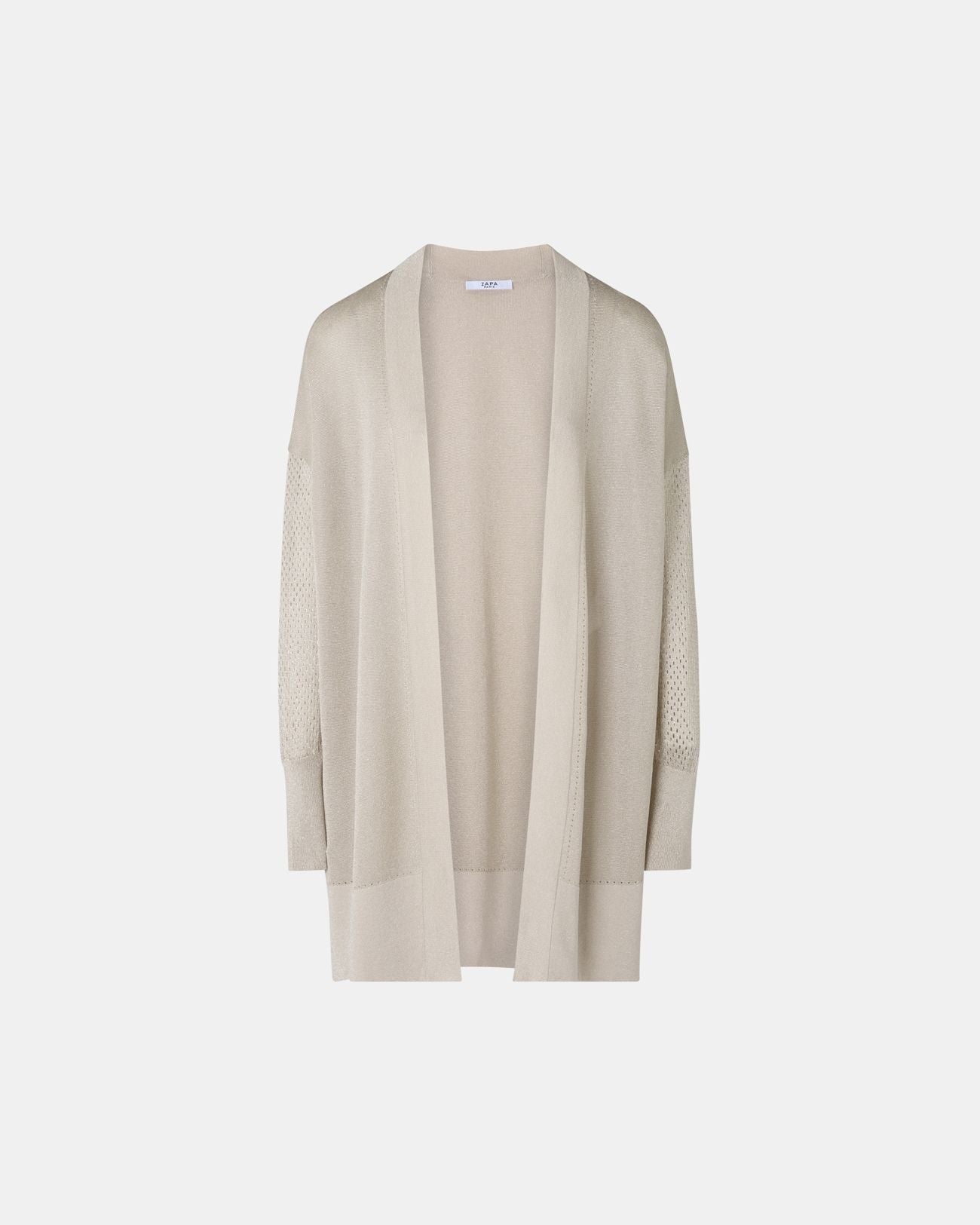 Gilet long ajouré champagne pailleté_5