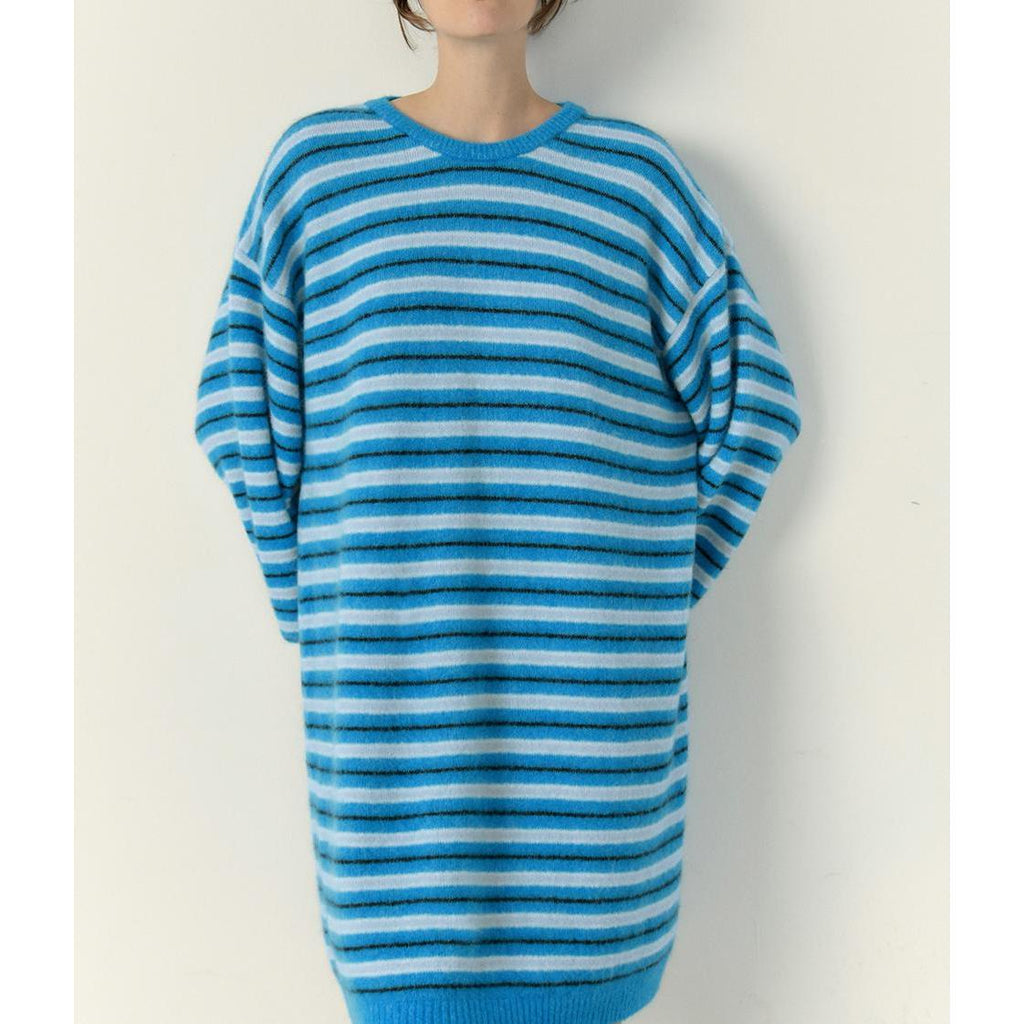 Robe Manches Longues Col Rond - Rayures Sport - Femme