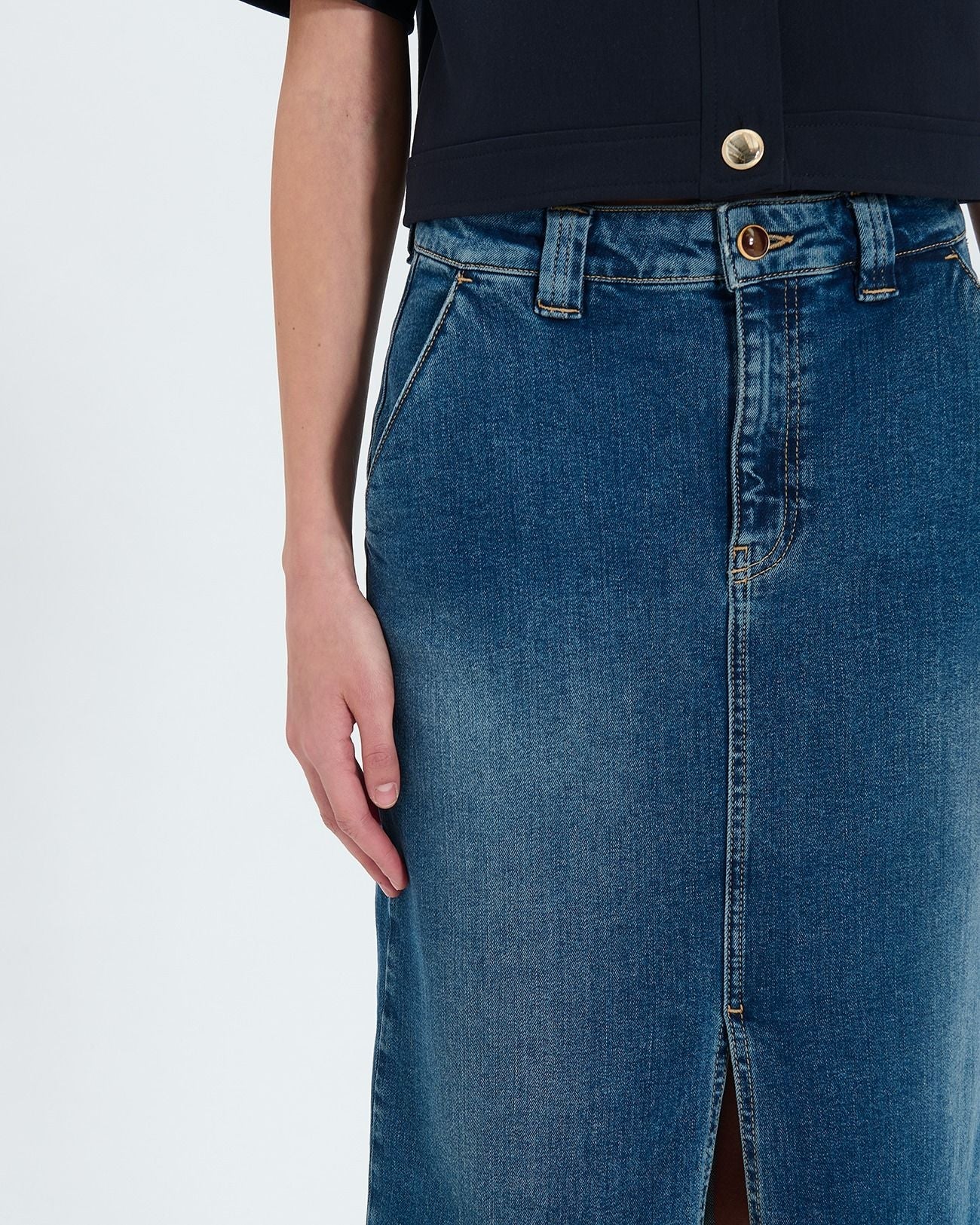 Jupe longue en jean dirty light blue_2