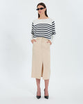 Jupe longue en jean beige_1