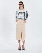 Jupe longue en jean beige_1