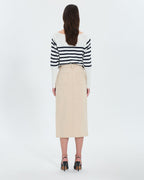 Jupe longue en jean beige_3