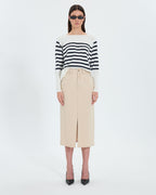 Jupe longue en jean beige_4