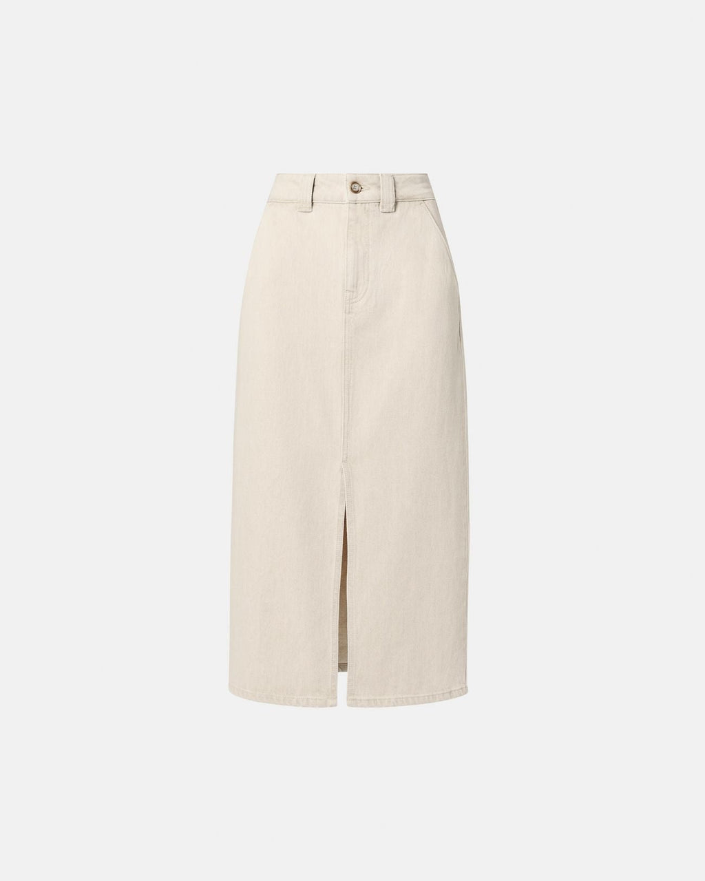 Jupe longue en jean beige_5