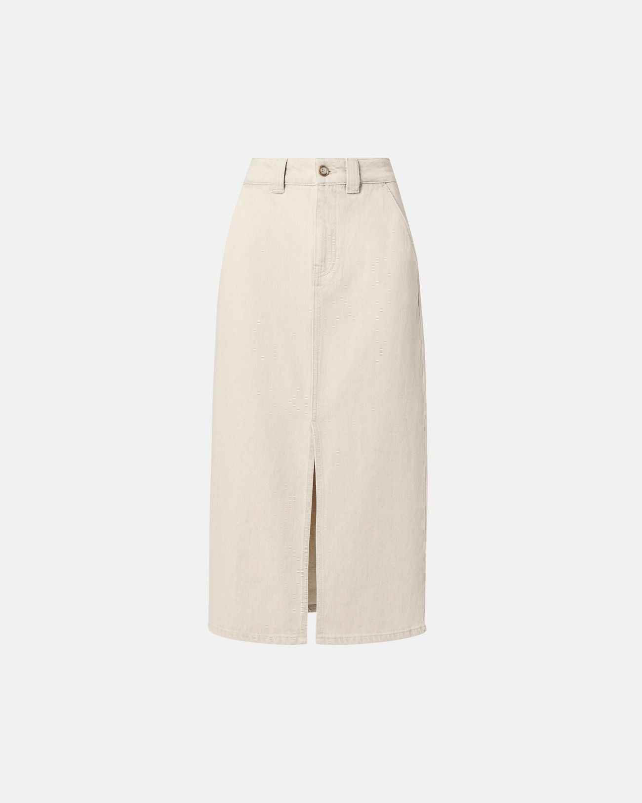 Jupe longue en jean beige_5