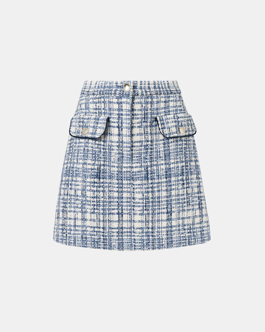 Jupe courte style tweed bleue_5